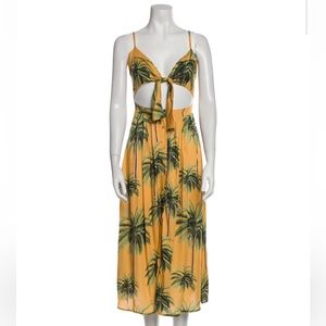 Agua by Agua Bendita ‘Karen Goa’ Palm Tree Tropical Print Cutout Midi Dress